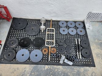 1 inch plate weight set with 1 inch straight bar dumbbell handles