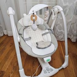 Ingenuity ConvertMe Swing-2-Seat, 5 Swing Modes, Vibrations, Music, Toy Bar, USB PowerAdapt Cord