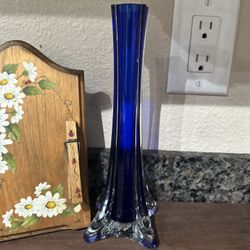 Vintage Cobalt Blue Murano Style Bud Vase