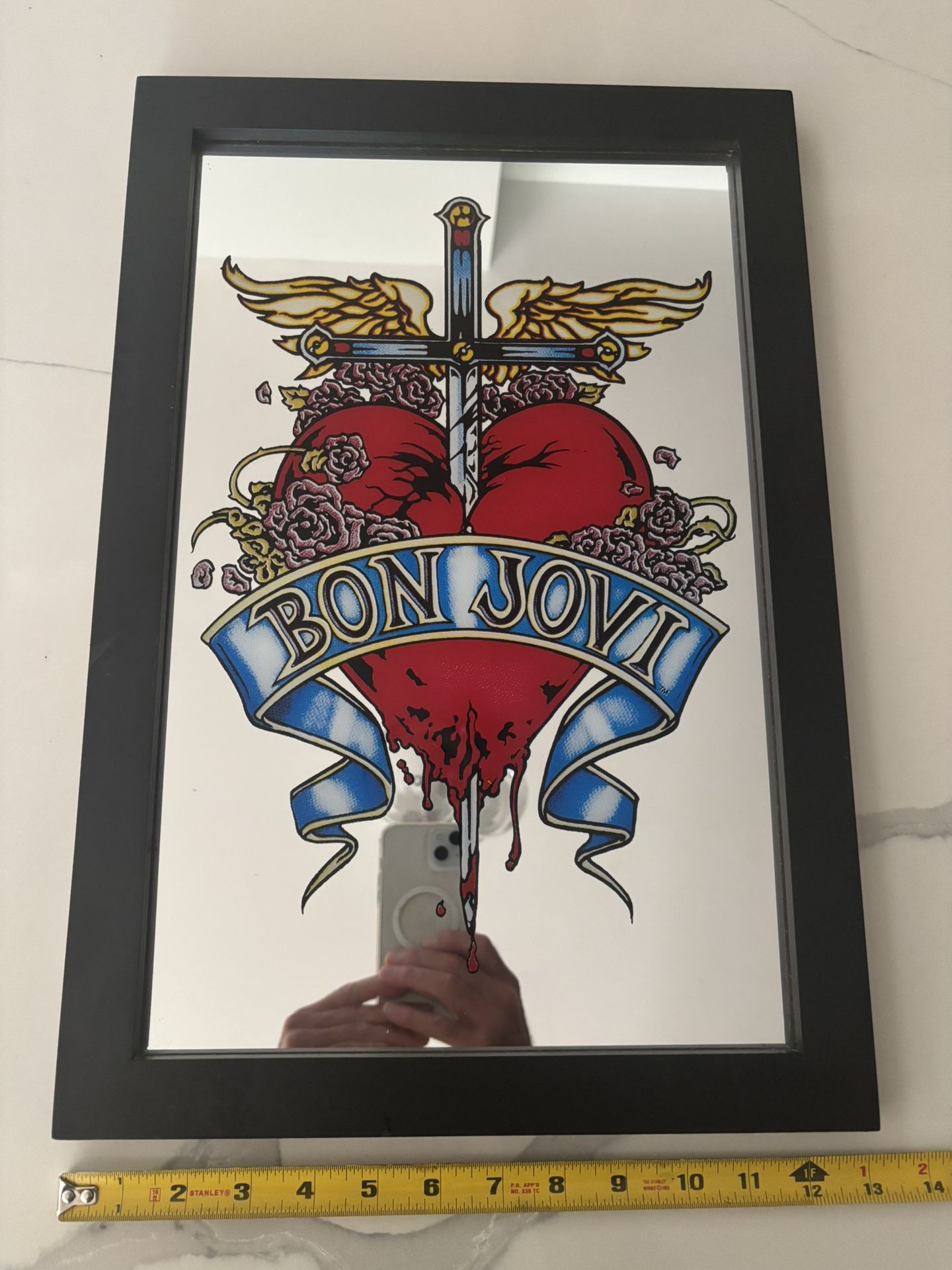 Bon Jovi Mirror, Beautifully Displayed With High- Quality Frame. Measures 13 1/2”x19 1/2”x 5/8.