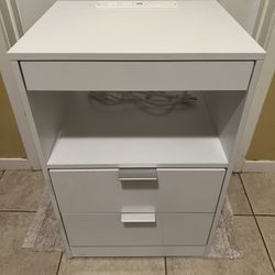 End Table Or Nightstand with 2 Drawers  (LED Wireless, Charging Station)