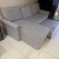 Gray Sectional Sleeper Sofa w/ Storage – Great Condition