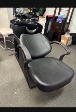 In Box!! Shampoo Chair with ABS Bowl (plastic), gel neck rest, Black, Faux leather, Weight Capacity 450 Ibs, Product weight: 62 Ibs