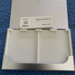 Sony MagicGate 64mb Memory Stick & Aluminum Case Holds 4 Memory Sticks