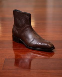 Duca boot ankle leather calf brown size zipper