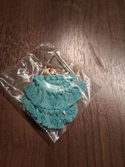 Teal Fringe Tassel Drop Earrings