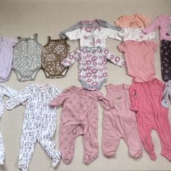 Baby Girl Clothing Bundle | 3–6 Months | Bodysuits, Sleepers & Sets