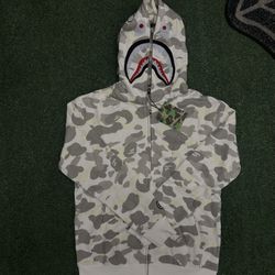 Bape Zip Up Hoodie White