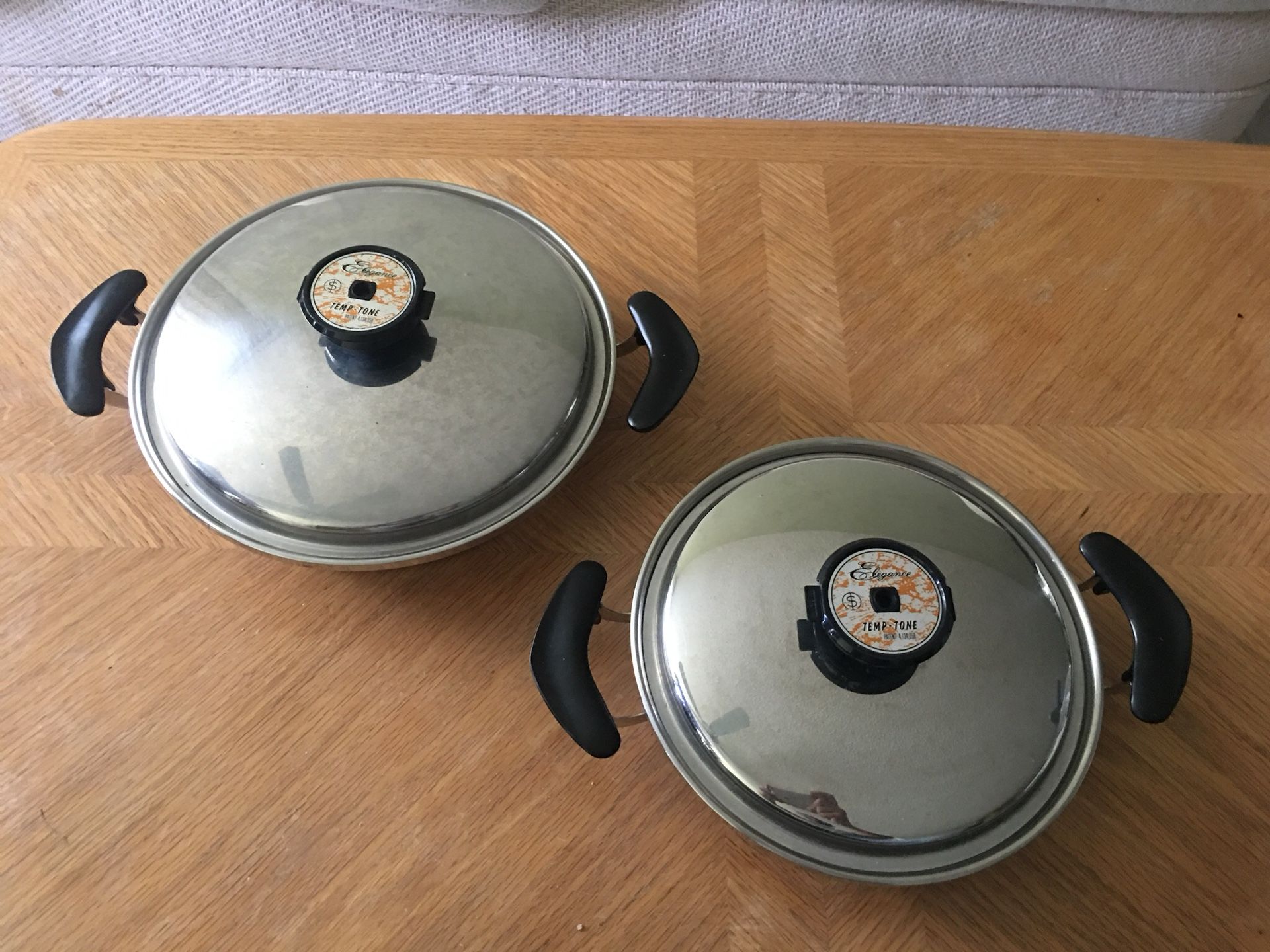 Elegance Temp-Tone Stainless Pan/w Vent Lids Thermium 8” & 9” Pot Superb