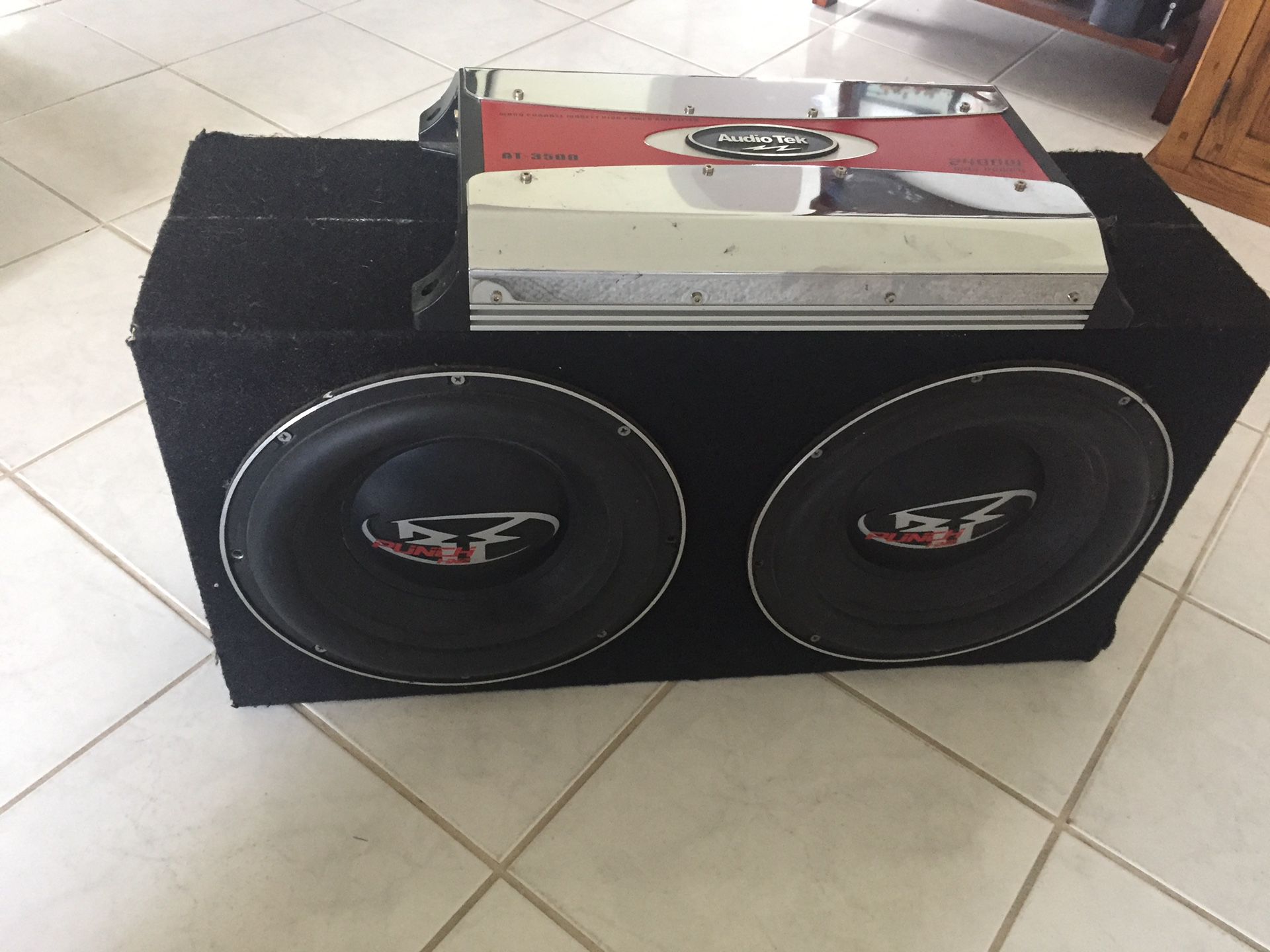 Two 12” Subwoofers with 2400w amp + miscellaneous