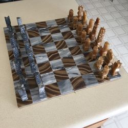 Marble & chess board with marble pieces