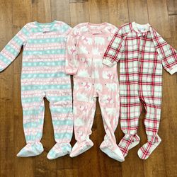 Carter’s Toddler Girl Fleece Sleepers Lot Size 3T 