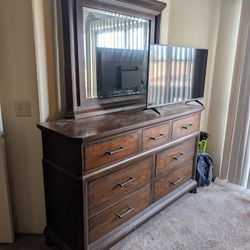 Dresser And Attached Mirror 