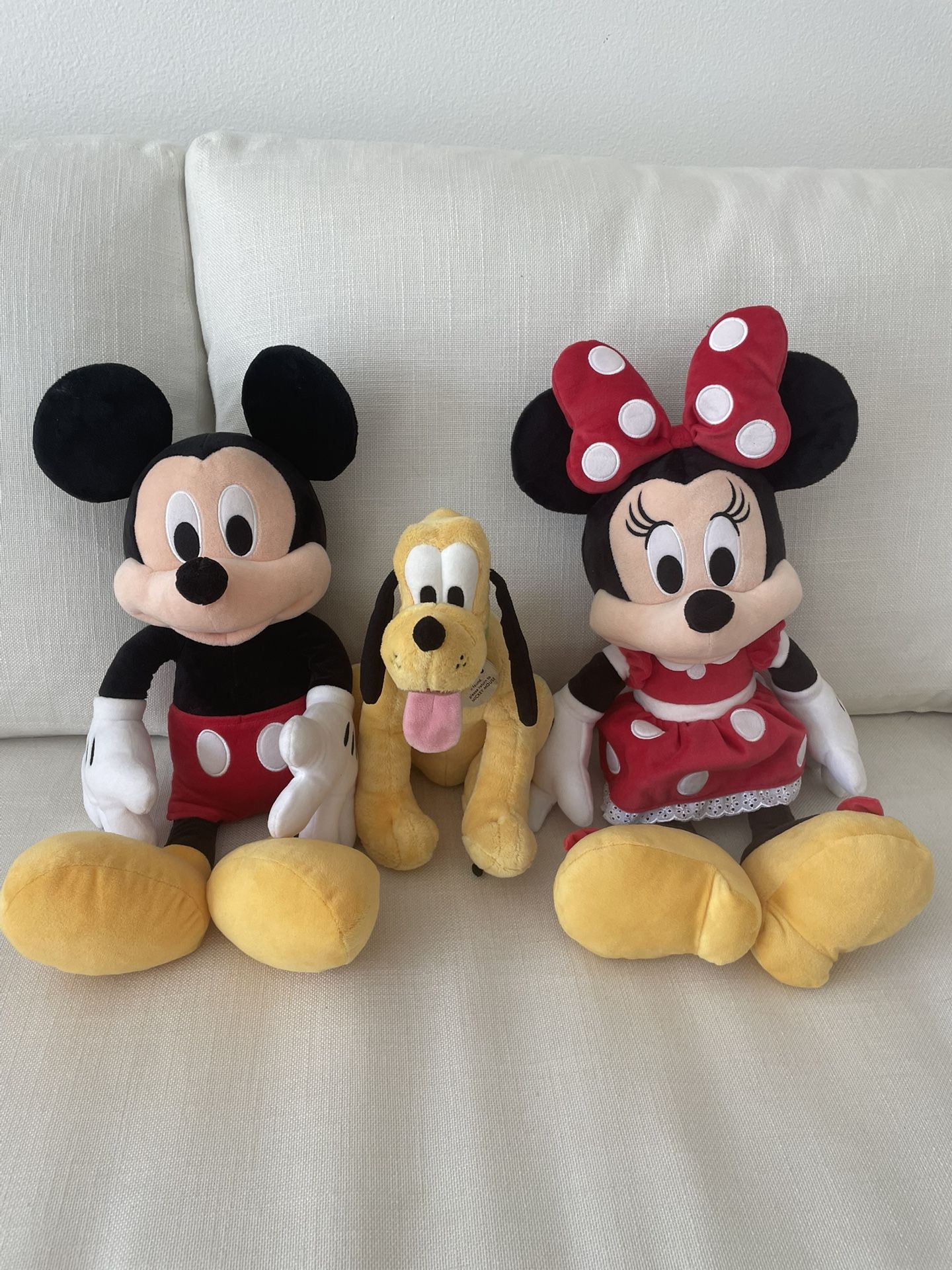 18” Mickey Mouse, Minnie Mouse & Pluto Plush