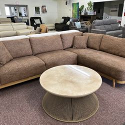 Furniture- 2 Pc Mid Century Modern Fabric Sectional- Jharli