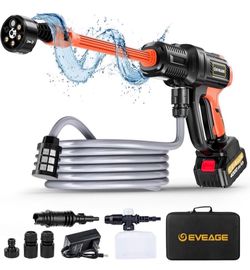 EVEAGE S400 Cordless Power Pressure Washer Gun, MAX 1000PSI, 2.5GPM Handheld Portable Power Cleaner with 6-in-1 Adjustable Nozzle, Rechargeable Electr