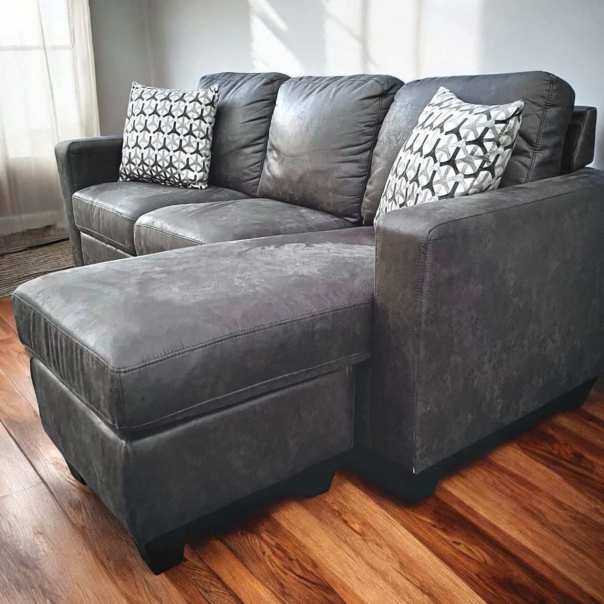 Gray Modern 80" Sectional Sofa with Reversible Chaise