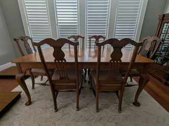 Bob Timberlake Lexington 9-Pc Solid Oak Wood Dining Table & 2 Leaves & 6 Chairs