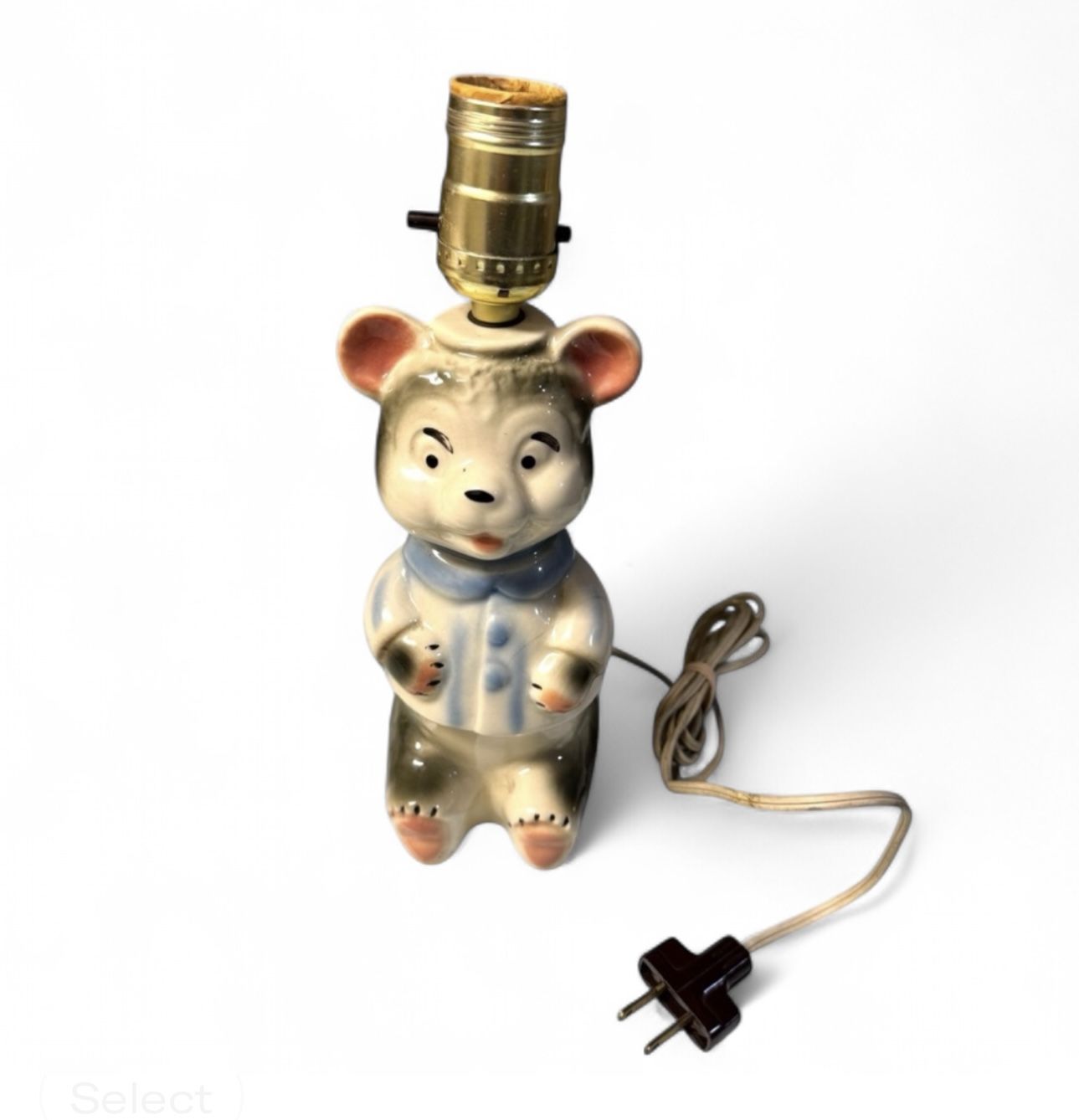 Cusco 1959 Pastel Kitsch Teddy Bear Ceramic Mid-Century Lamp Stamped Working