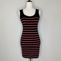 Forever 21 Vintage Black Coral Striped Bodycon Dress