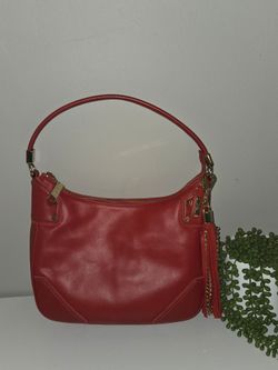 Cole Haan Womens Red Leather Maya Hobo Lantern Red Purse