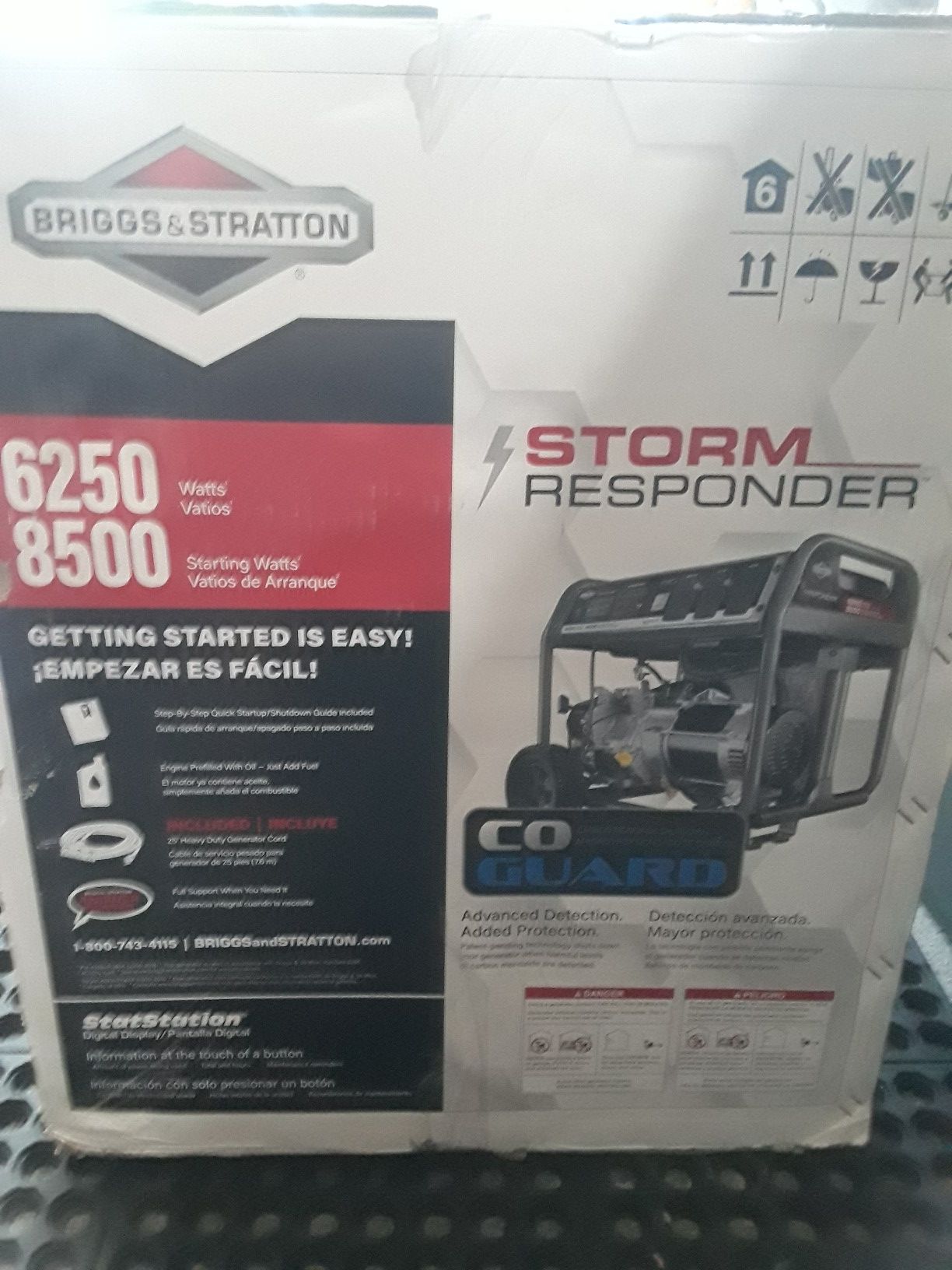 STORM RESPONDER GENERATOR 8500 SURGE WATTS BRAND NEW 650 TAKES IT for