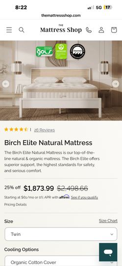 Birch Elite Latex Mattress - Twin