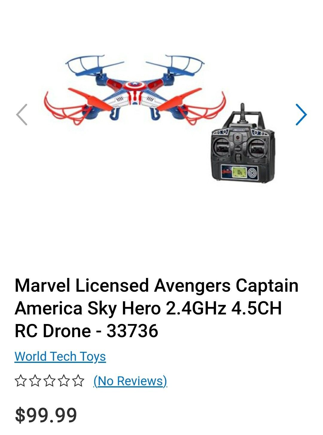 Marvel Licensed Avengers Captain America Sky Hero 2.4GHz 4.5CH RC Drone - 33736