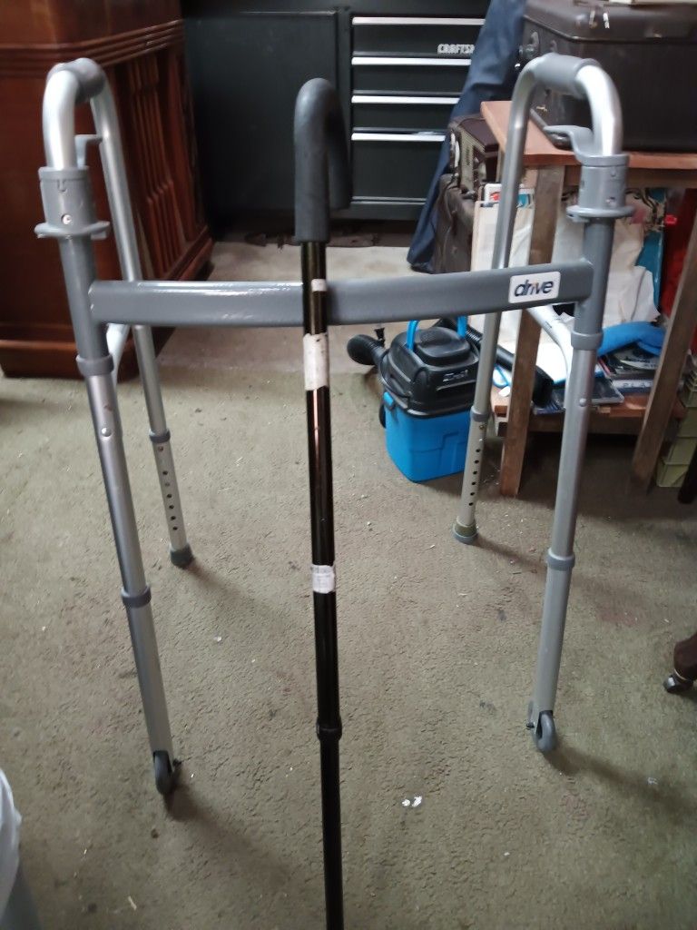 Walker for adult and a cane