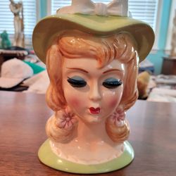 Large Vintage Female Head Vase