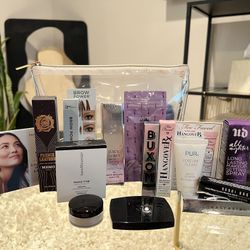 Cosmetic bag with make up products