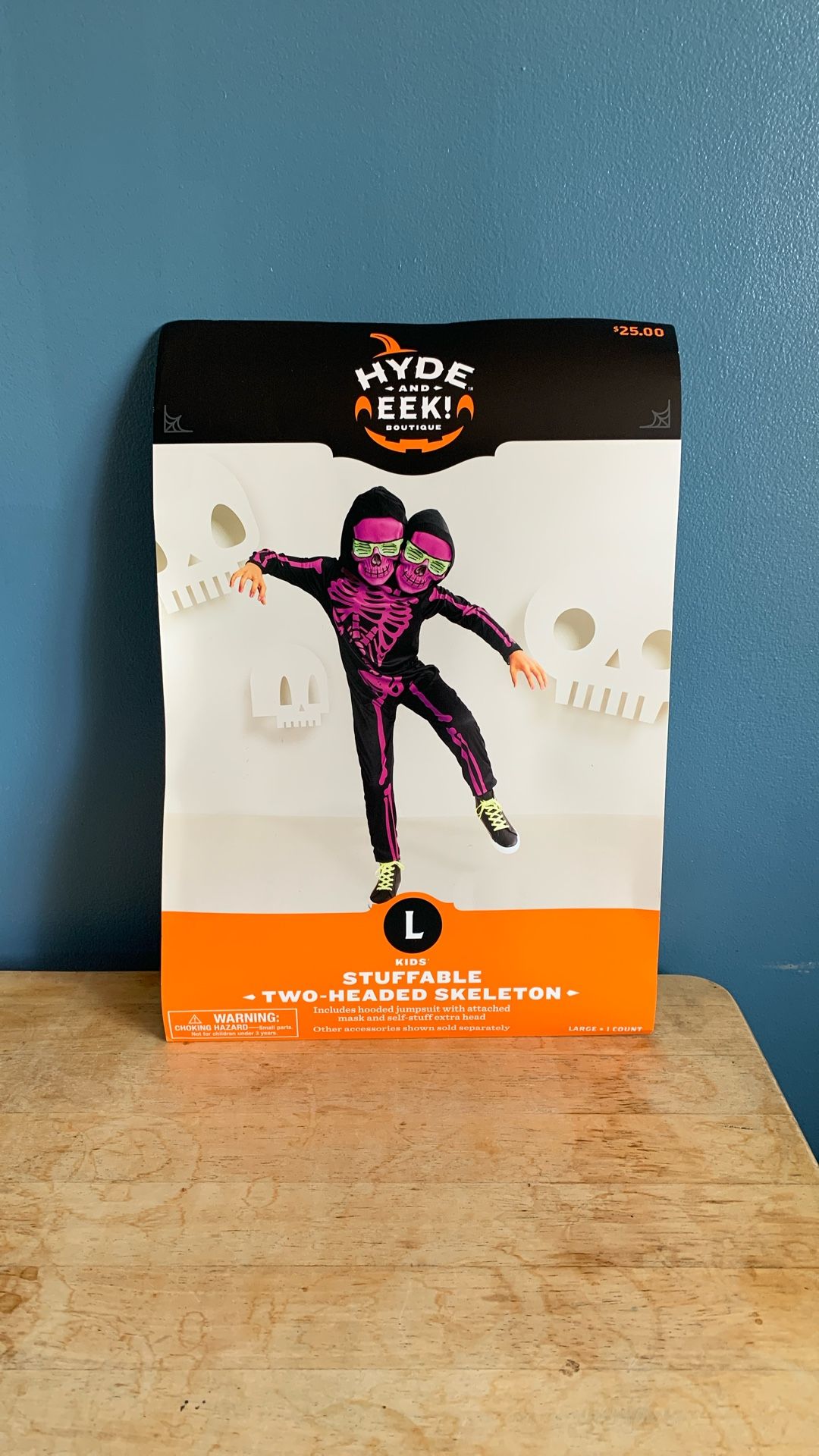 HALLOWEEN TWO HEADED SKELETON KIDS SIZE LARGE COSTUME