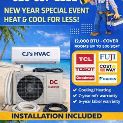 Heater And Cooling Heat Pump Mini-Split Ductless System With Installation 