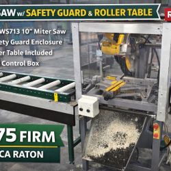 REDUCED DeWalt DWS713 Miter Saw w/ Rockford Safety Enclosure & 8ft Roller Conveyor