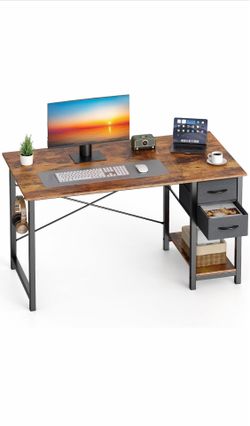 New!! Rustic Brown Computer Desk with 2 Drawers