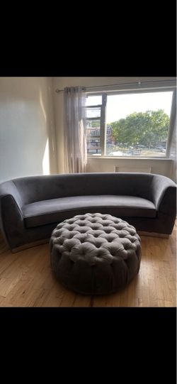 Curved Gray Couch