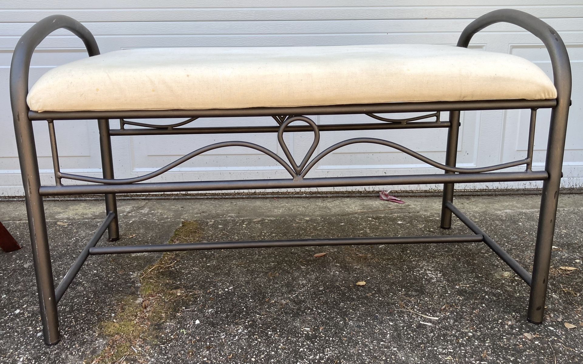 Metal Bench, upholstered