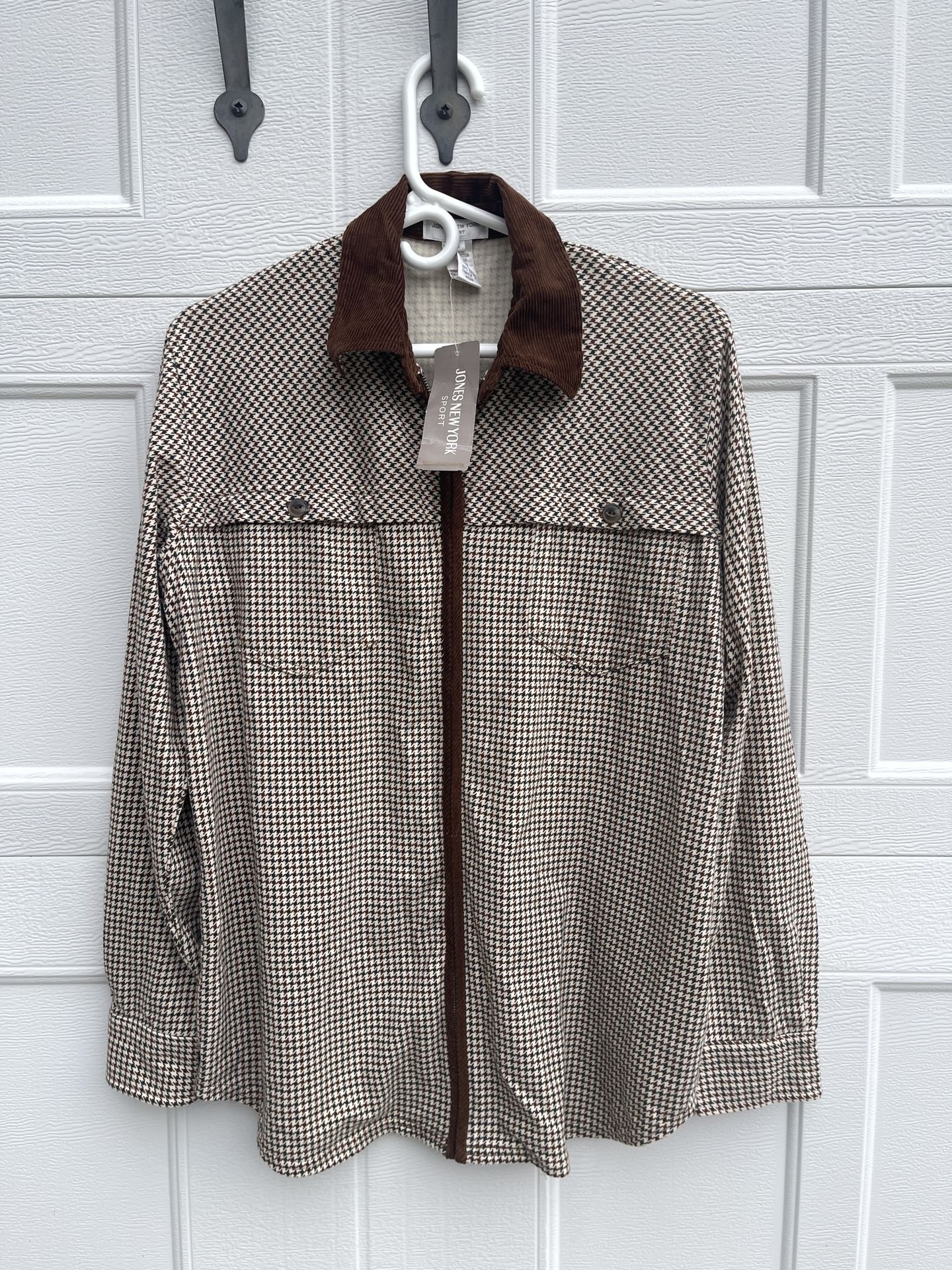 New Jones New York Zip Front Brown Corduroy Women's Jacket Size M