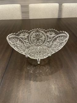 Crystal Oblong Bowl-Floral pattern