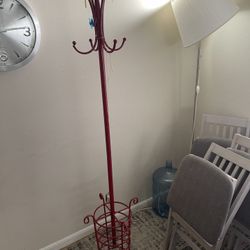 Metal Coat & Hat Stand – Sturdy Red Finish 