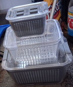 3-Piece Produce Saver Container Set with Colanders