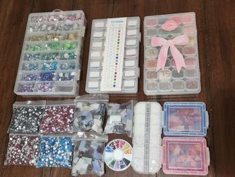 Lot of Assorted Flatback Rhinestones, Hotfix Crystals and Mosaic Tiles for Crafting