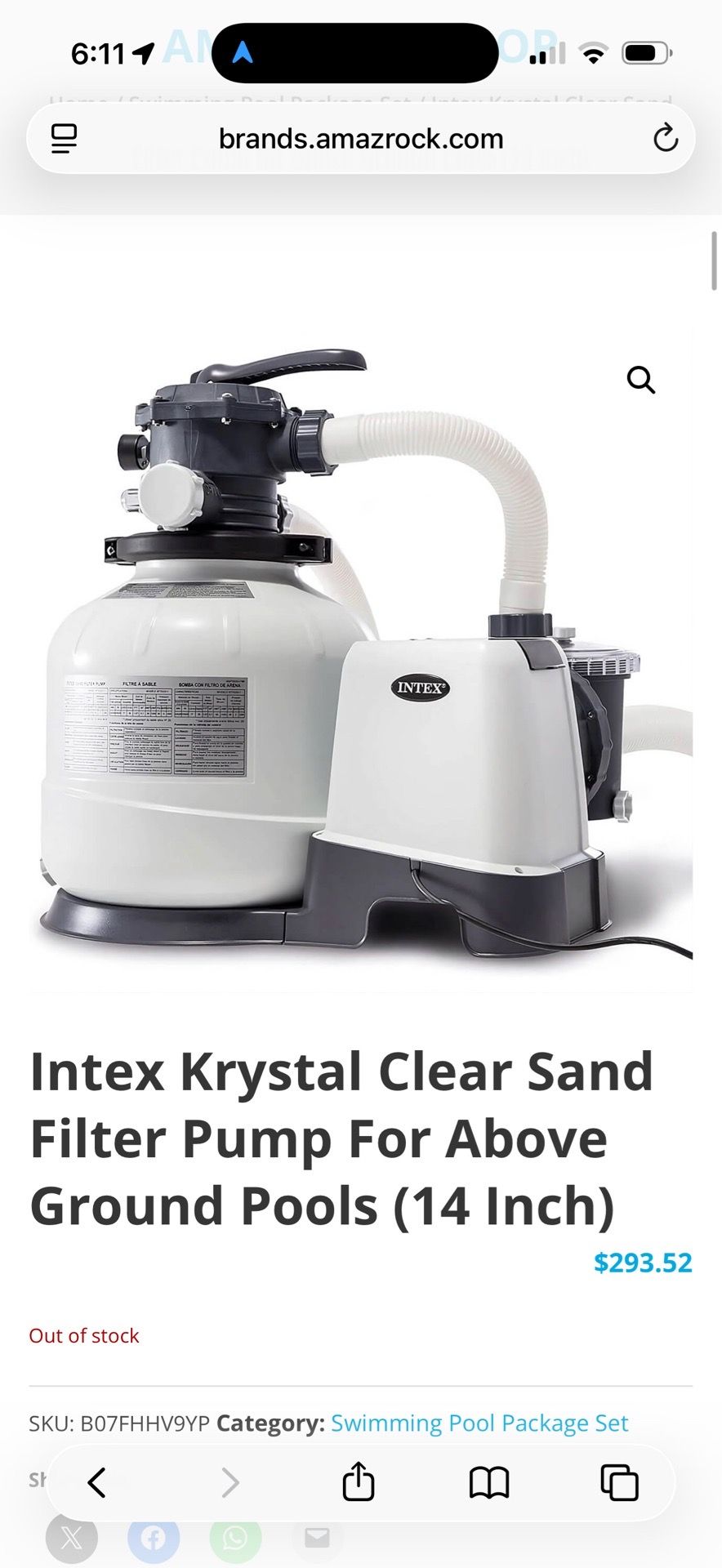 Intex Water pump above pool