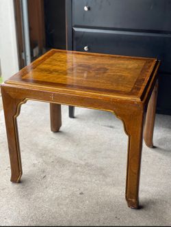 Burl Inlay Square Mid-Century Modern Side Table
