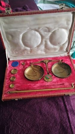 Antique Brass triple beam jewelry scale