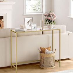 VASAGLE Gold Glass Console Table – New in Box
