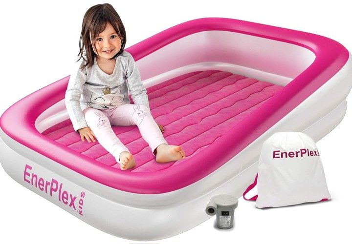 EnerPlex Inflatable Toddler Travel Air Mattress with High Speed Pump