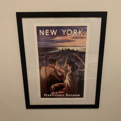 Vintage Poster Print Framed - New York City Vintage Advertisement (11x17 in) - Black Frame (18x22 in)