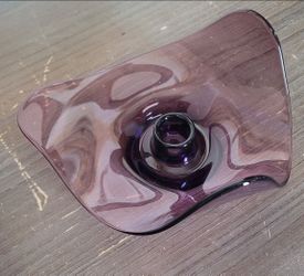 Viking Epic Purple Amethyst Glass Candle Stick Holders-2 Pair Vtg MCM Free Form