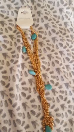 Blue beaded gold neckless